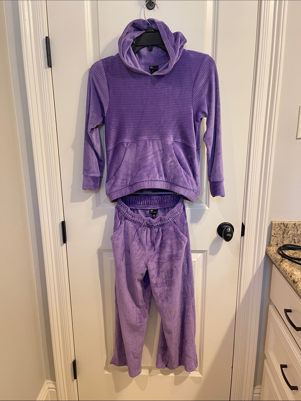 All in Motion-Target Purple Ribbed Velour Hoodie & Wide Leg Jogging Pants